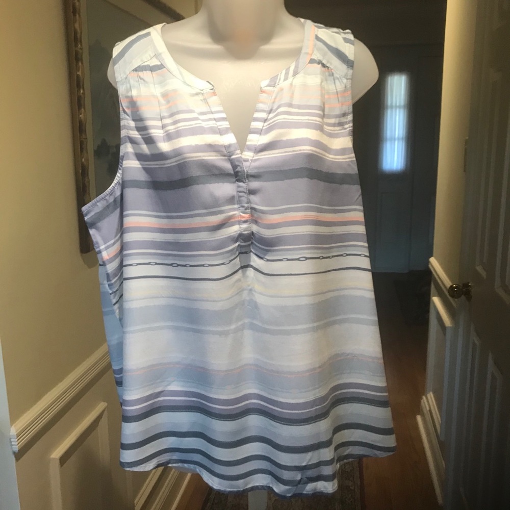 NWT Sonoma -Lady blue/pink/white striped top, Size: XL